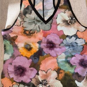 Sofibella Women's Airflow Racerback Tank in the "Rosetta" floral print.